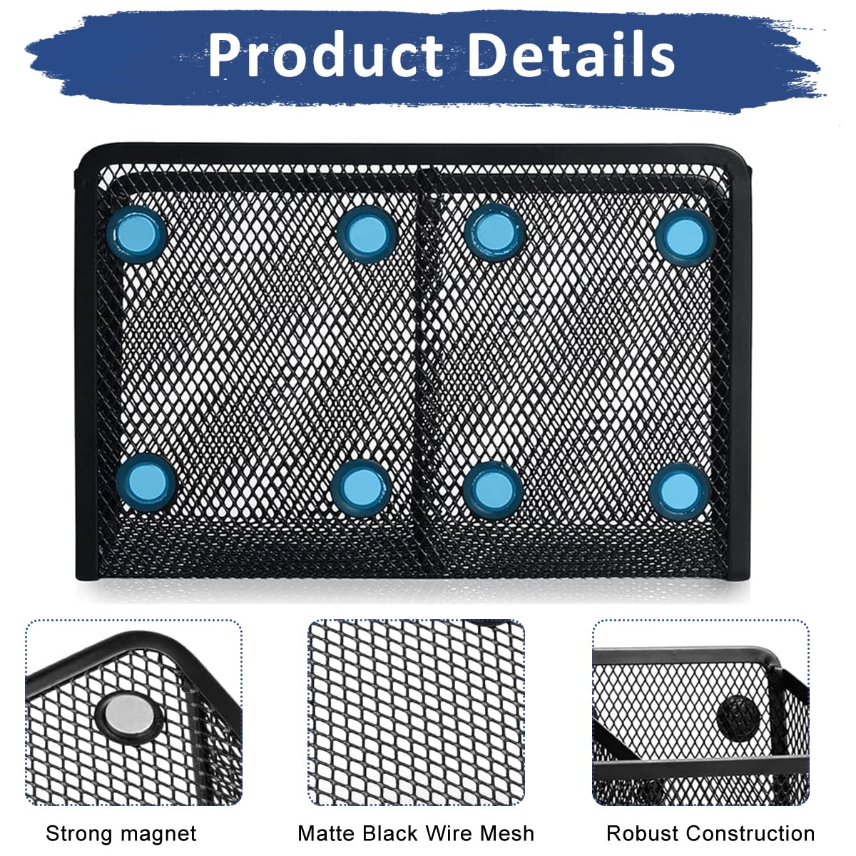 Climberty Magnetic Pencil Holder - Extra Strong Magnets Mesh Marker Holder Perfect for Whiteboard, Refrigerator and Locker Accessories, 8 Magnetic Patches, 18.5x6.8x10cm Climberty Magnetic Pencil Holder - Extra Strong Magnets Mesh Marker Holder Perfect for Whiteboard, Refrigerator and Locker Accessories, 8 Magnetic Patches, 18.5x6.8x10cm